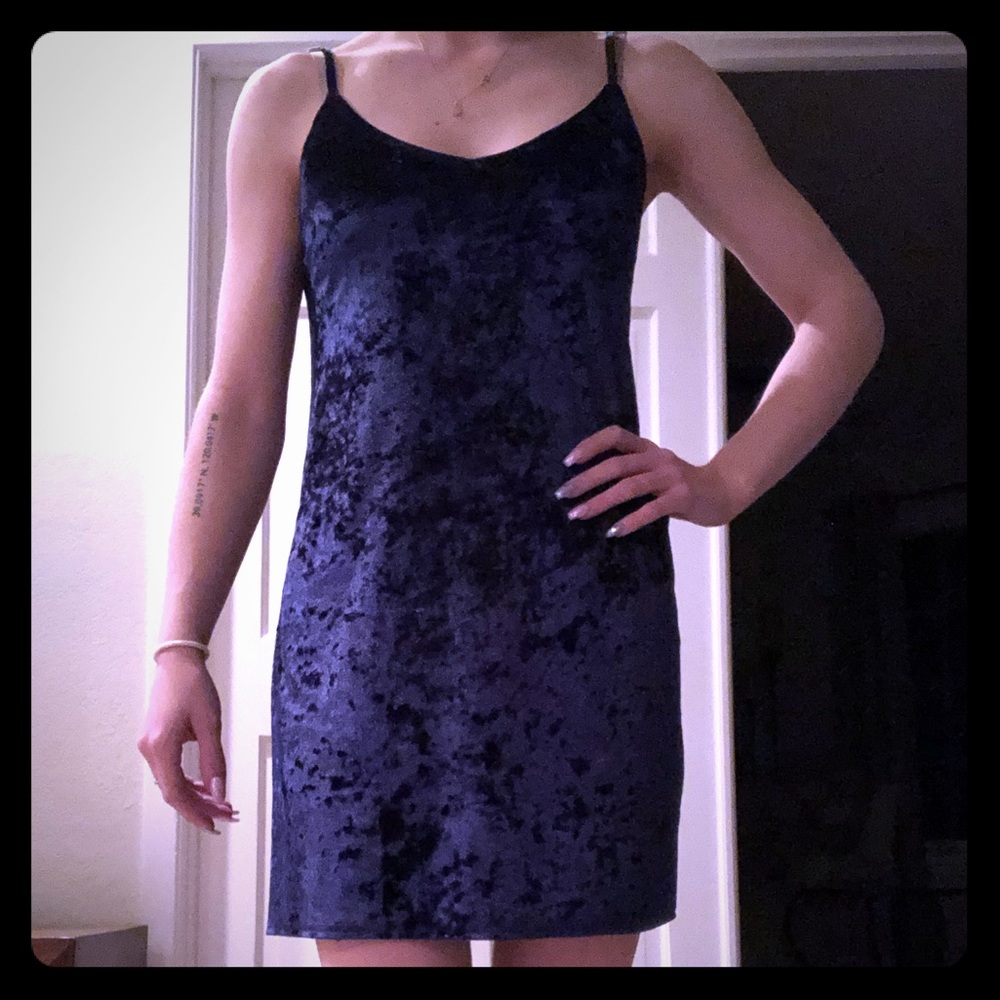Navy blue Velvet mini dress Hollister